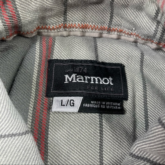 MARMOT Men's Fairfax Heathered Midweight Flannel in Sandbar Large worn fraying - Picture 10 of 15